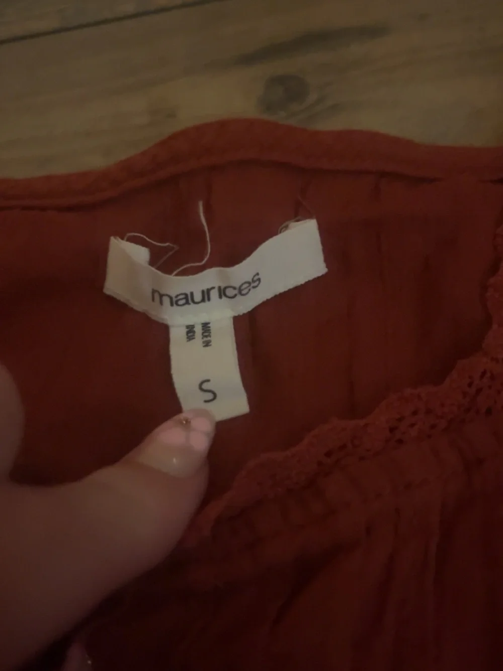 Maurices Rust Red Ruffled Strap Button-Front Camisole - Picture 3 of 3